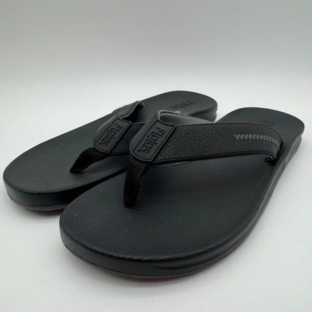 Flojos Men's Black Flip Flop Sandals Size 12 Comfort Beach‎ Casual Thong Slip On